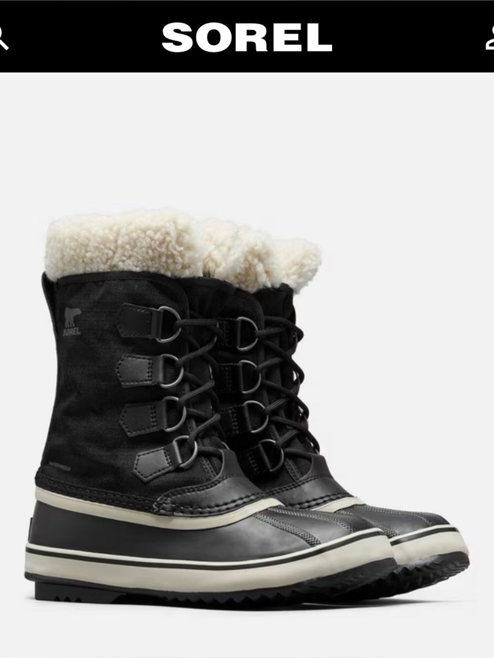 Sorel — Winter Carnival Lace-Up Winter Boots with Shearling Cuff — Size 8